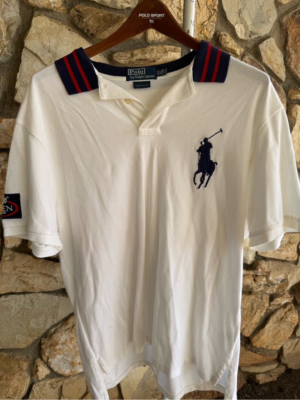 Polo Ralph Lauren 2005 US Open Big Pony Polo Shirt White XXL Custom Fit